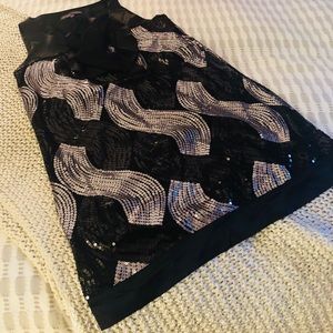 Black and silver sequin party dress